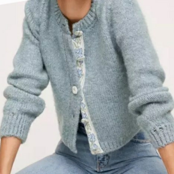 Mango Matilda Chunky Knit Cardigan Sz L - Picture 2 of 7